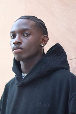 RATIO One of One Embroidered Hoodie - Jet Black