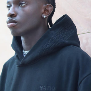 RATIO One of One Embroidered Hoodie - Jet Black