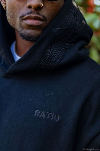 RATIO One of One Embroidered Hoodie - Jet Black